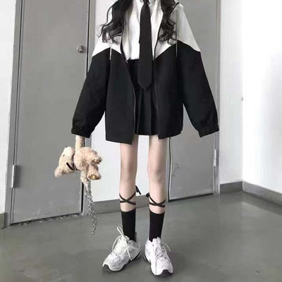 地雷系 病みかわモノトーンバイカラーゆるだぼパーカー