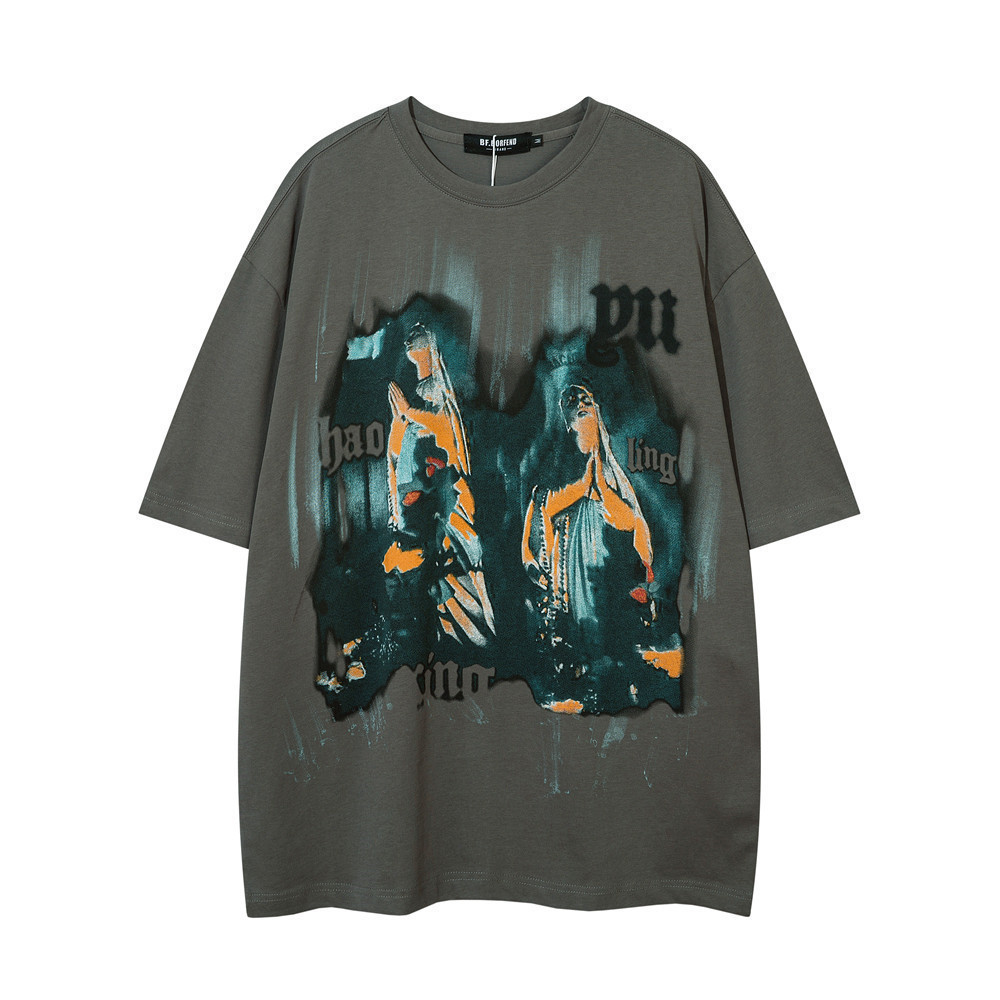地雷系ファッション ストリート風クルーネック半袖Tシャツ