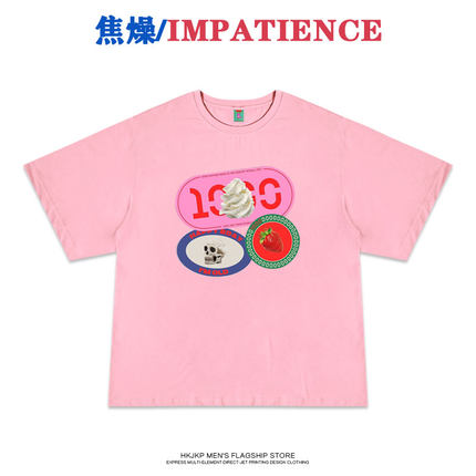 地雷系ファッション 刺繡プリントTシャツ