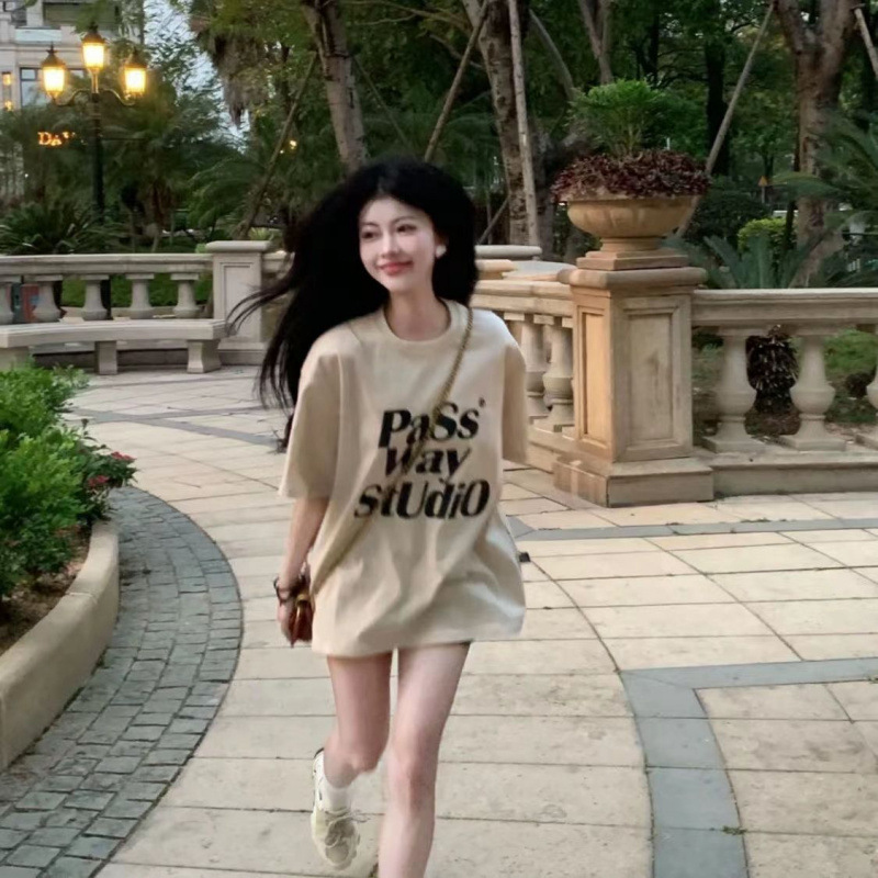 地雷系 個性派ロゴプリントビッグシルエット半袖Tシャツ