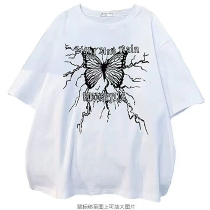 地雷系ブラックメタルプリントＴシャツ