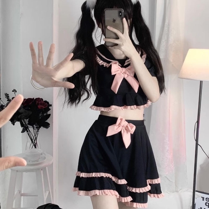 地雷系JK黒制服セットアップ水着