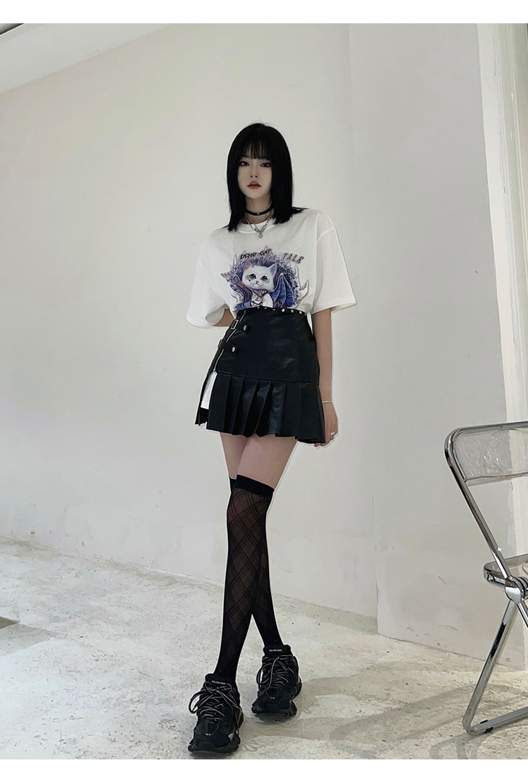 レザー調プリーツスカート