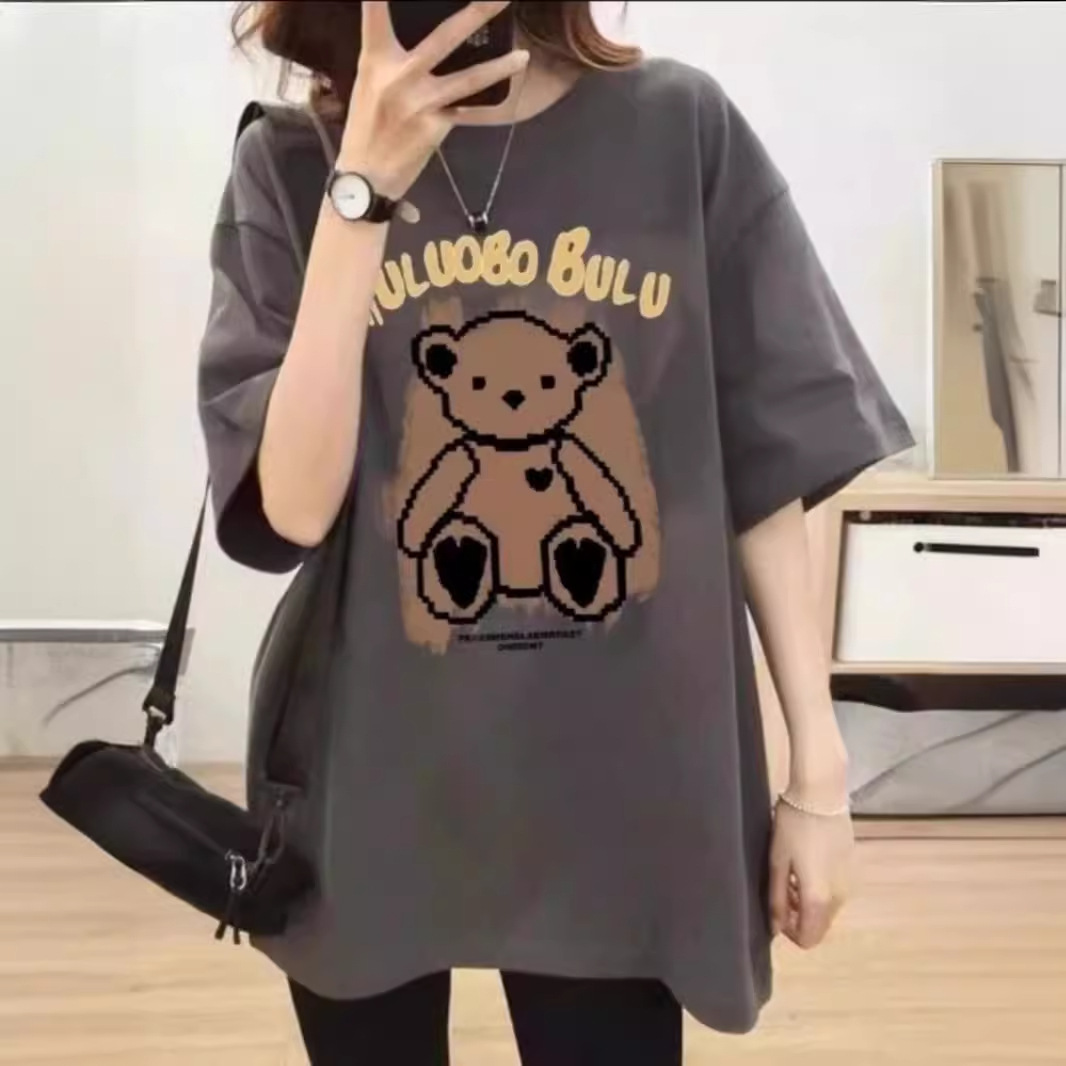 地雷系 ゆるかわくまちゃんプリントオーバーサイズTシャツ