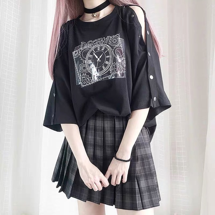 地雷系ファッション　プリントオーバーサイズ　Tシャツ