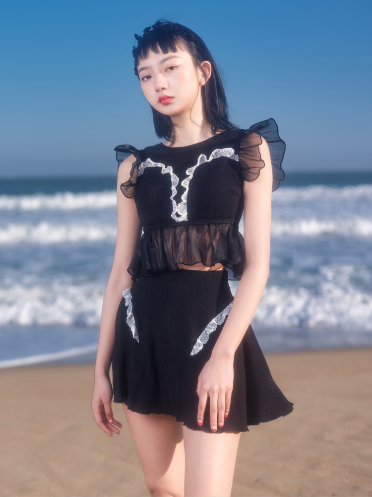 地雷系ファッション 水着 バックオープン セクシーレース水着