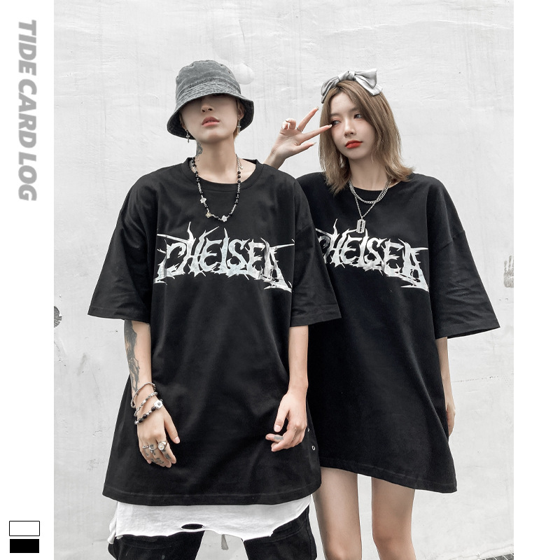 地雷系ファッション ダーク系ストリート風半袖Tシャツ