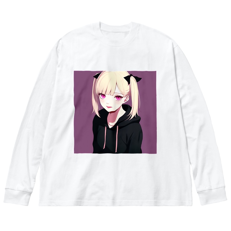 地雷系ロングTシャツ 金髪ツインテール リボン 照れ顔女子