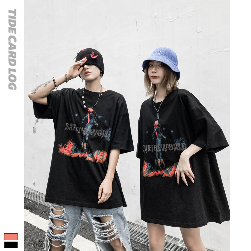 地雷系ファッション 原宿スタイルルーズ半袖Tシャツ