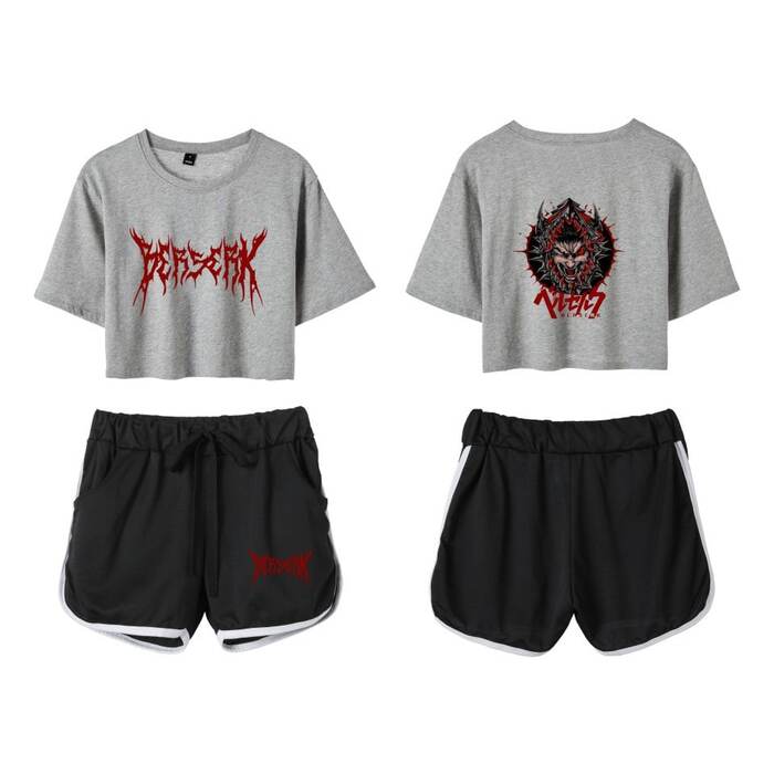 パンクロゴプリント地雷系Ｔシャツ＆ショートパンツ