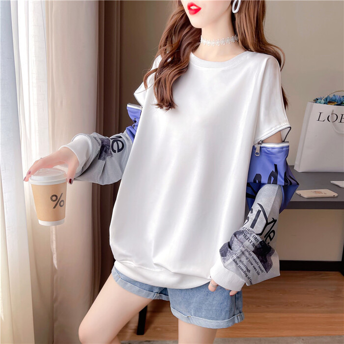 地雷系ストリートジップロングTシャツ