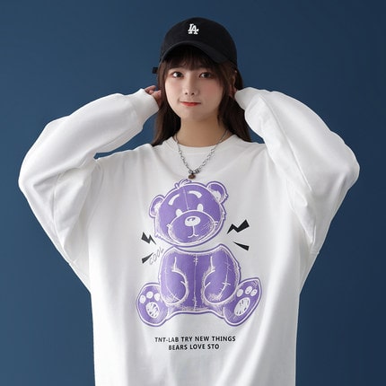 地雷系ファッション クマのイラスト ダーク系Ｔシャツ