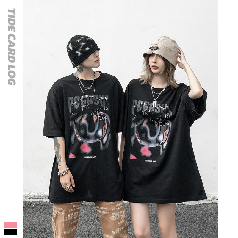 地雷系ファッション ダークルーズ半袖Tシャツ