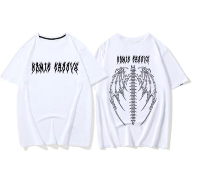 地雷系ブラックメタルプリントＴシャツ