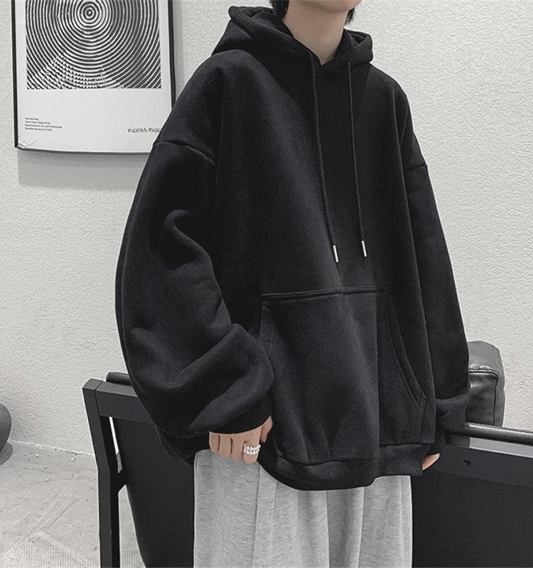 メンズカジュアルファッション ゆったりオーバーサイズ裏起毛フード付きトレーナー
