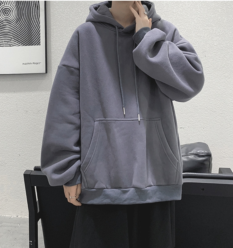 メンズカジュアルファッション ゆったりオーバーサイズ裏起毛フード付きトレーナー