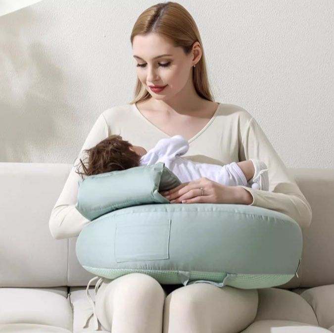 授乳クッションエアー 軽量通気性エアー授乳クッション腰背中サポート付き