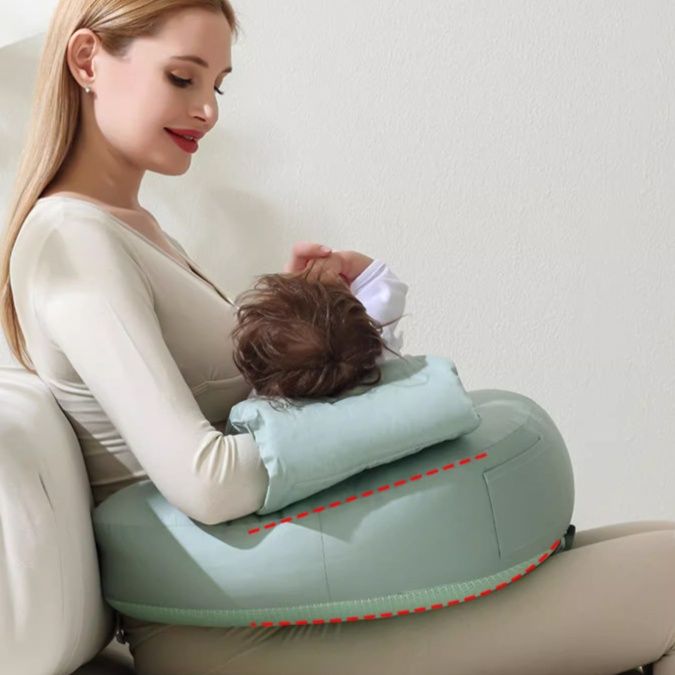 授乳クッションエアー 軽量通気性エアー授乳クッション腰背中サポート付き