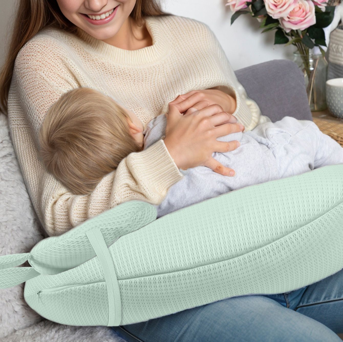 通気性抜群軽量メッシュ授乳クッション