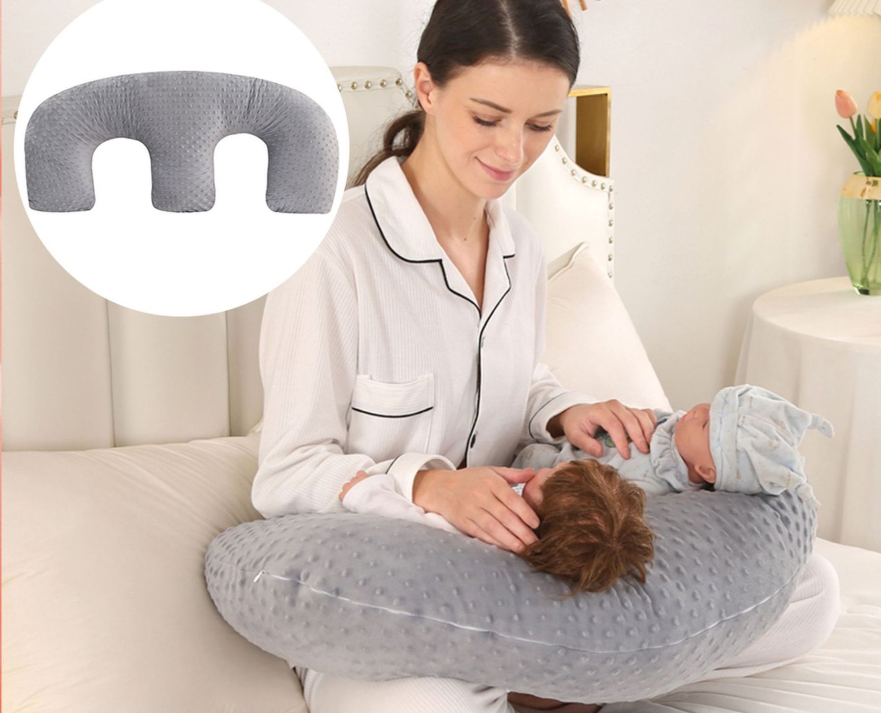 授乳クッション 双子対応ビーズ入り肩掛け授乳枕