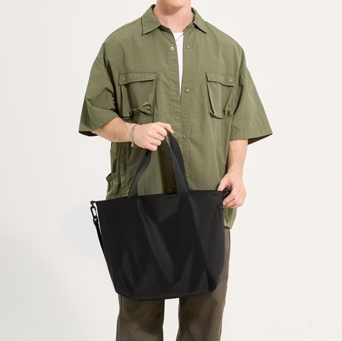 メンズトートバッグ シンプルデザイン大容量二層式トートバッグ