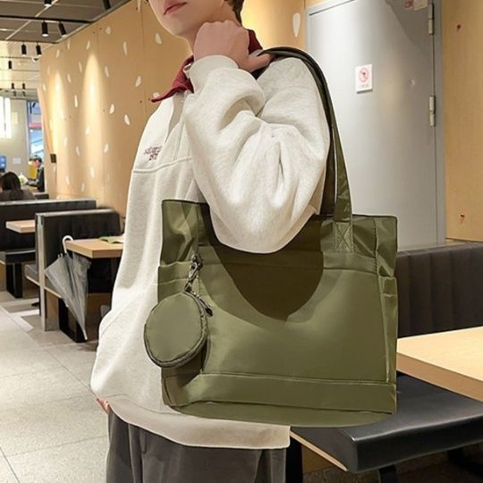 メンズトートバッグ 多機能ポケット付き大容量メンズトートバッグ