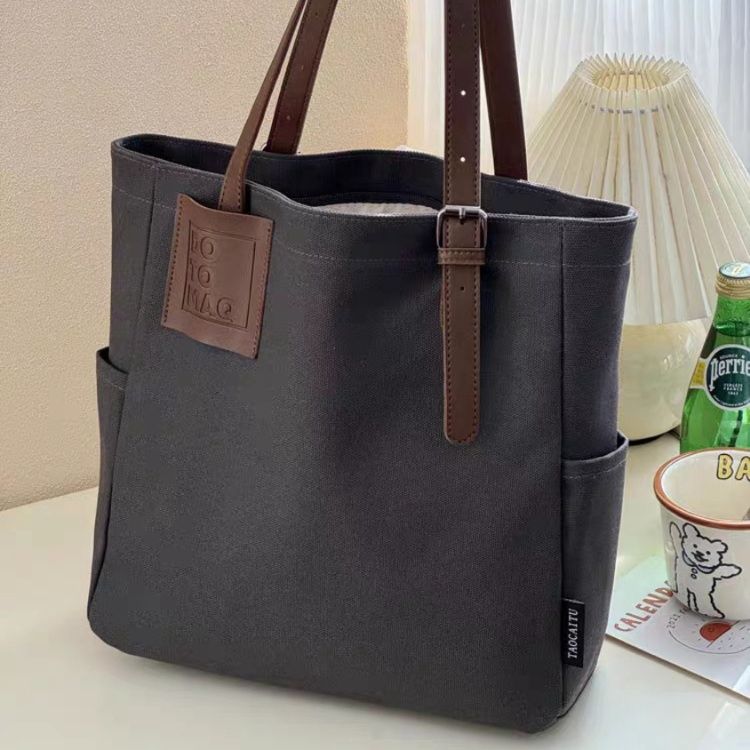 メンズトートバッグ キャンバス地シンプル大容量トートバッグ