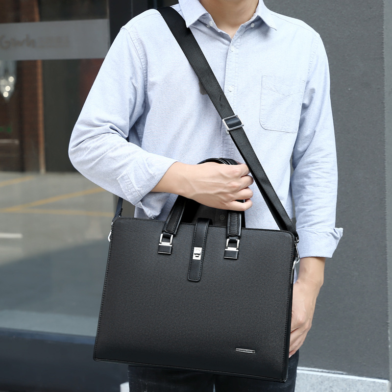 メンズトートバッグ 本革調メンズビジネストートバッグ 2wayショルダー付