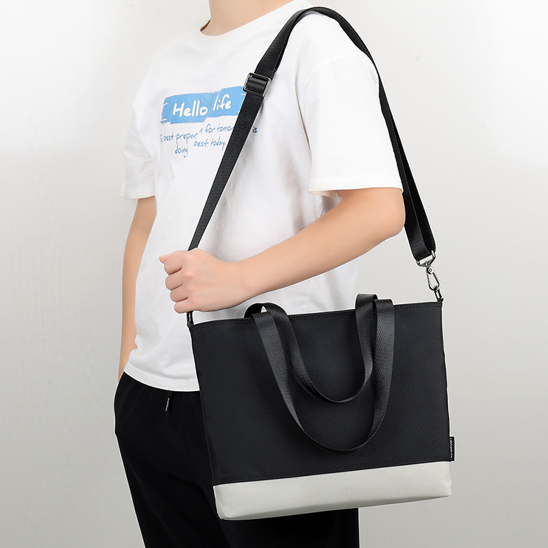 メンズトートバッグ 二色切替デザイン多機能トートバッグ