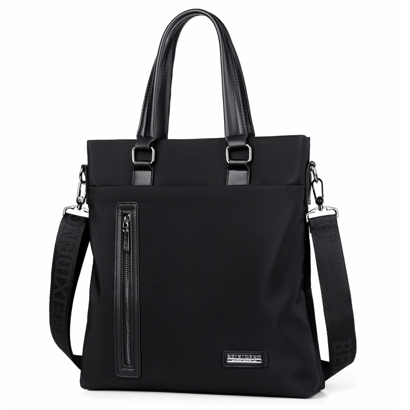 メンズトートバッグ 縦型二層式ジップポケット付きビジネストート