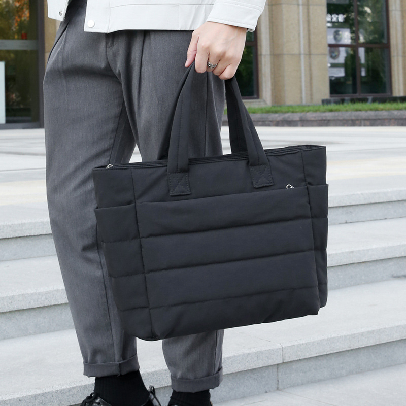 メンズトートバッグ 多機能ポケット付き大容量トートバッグ