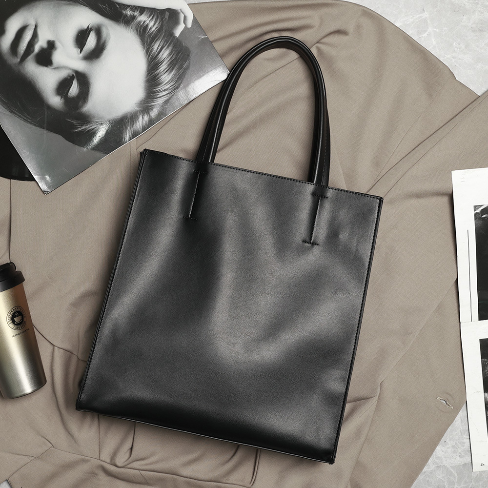 メンズトートバッグ 本革縦長スクエア型シンプルトートバッグ