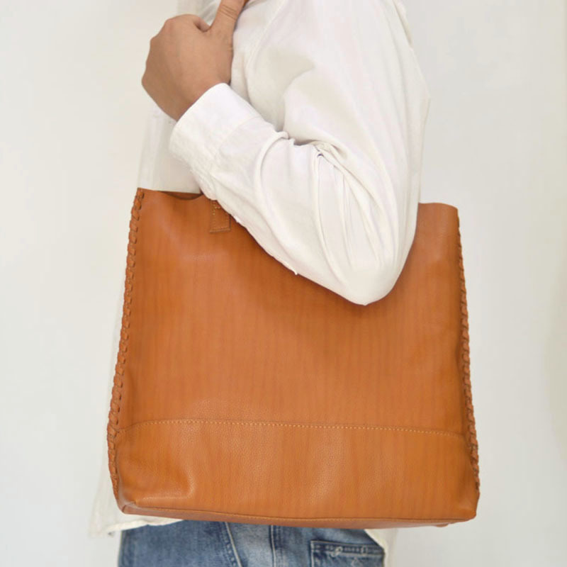 メンズトートバッグ 本革手縫いステッチ仕立て縦型大容量トート