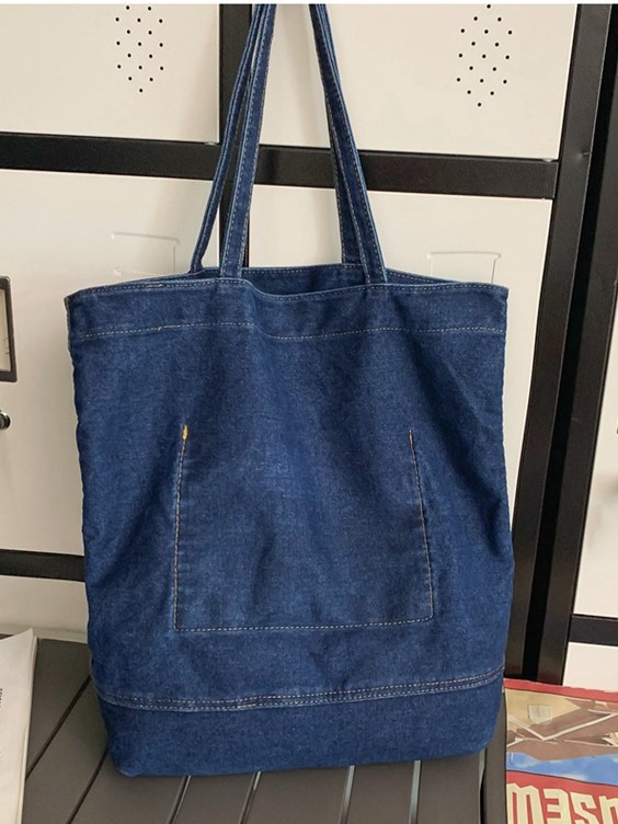 メンズトートバッグ デニム素材の大容量縦型トートバッグ