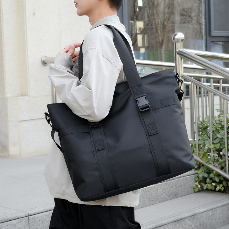 メンズトートバッグ 大容量ナイロン素材二層式通勤通学兼用鞄