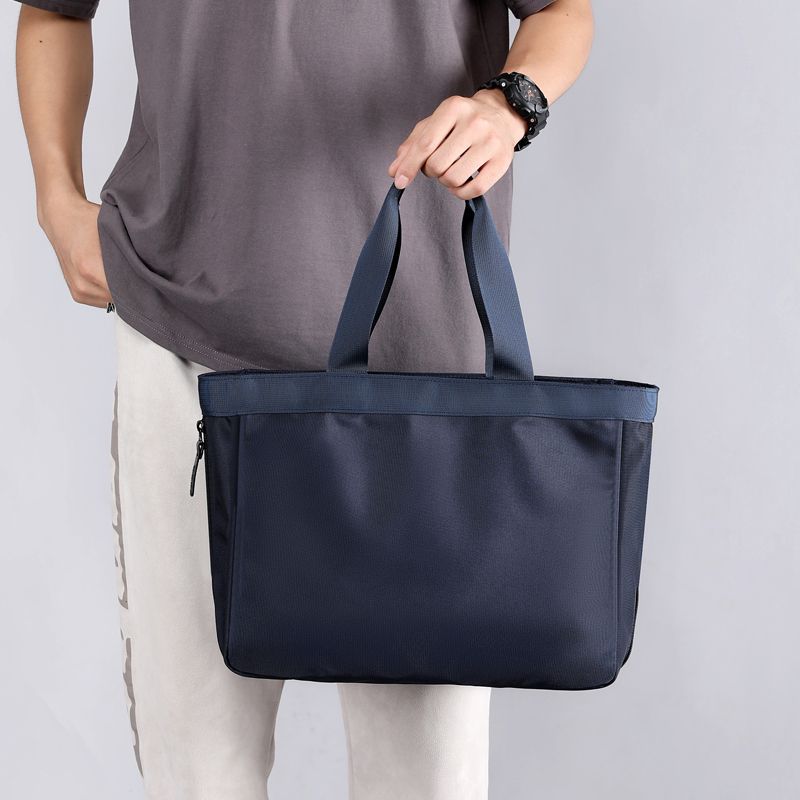 メンズトートバッグ 軽量ナイロン製サイドポケット付きトートバッグ