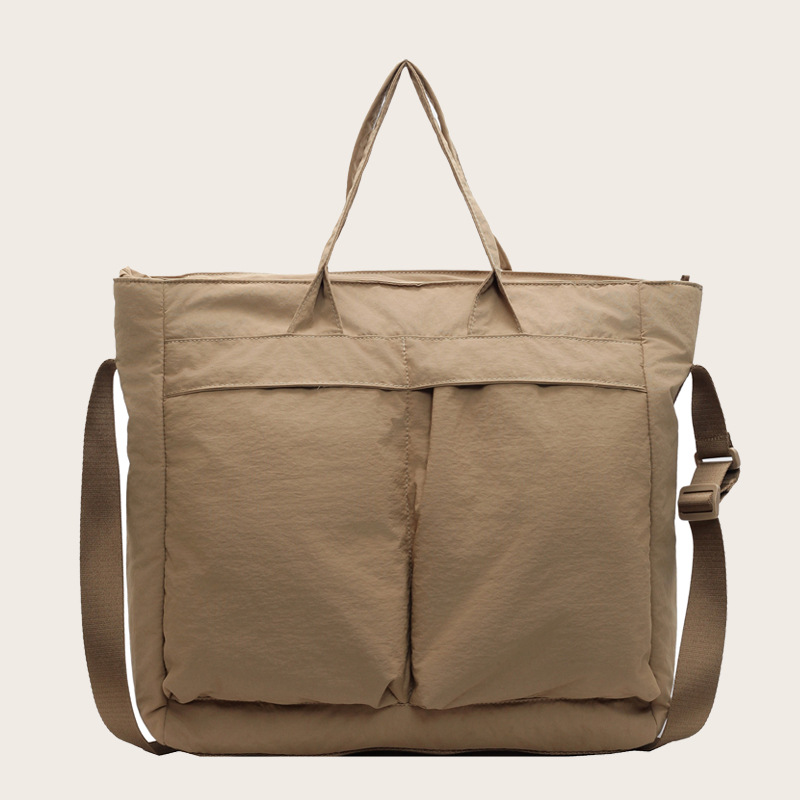 メンズトートバッグ 大容量ナイロン製ツーポケット肩掛け鞄