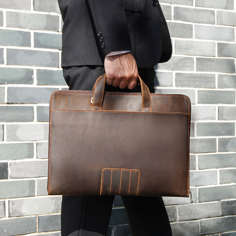 メンズトートバッグ 本革薄型ビジネストート書類鞄