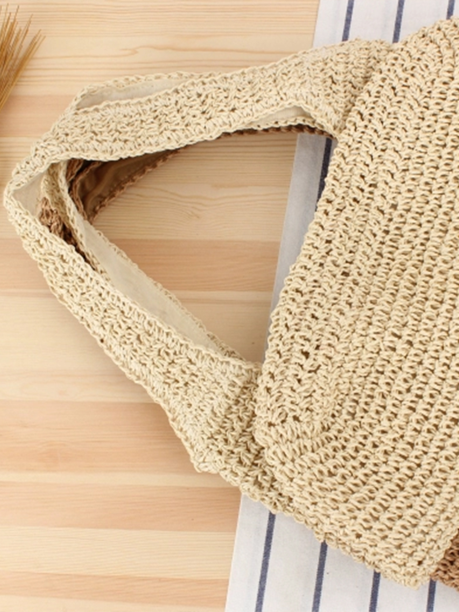 カゴバッグ 手編み風ざっくり編みショルダートートバッグ