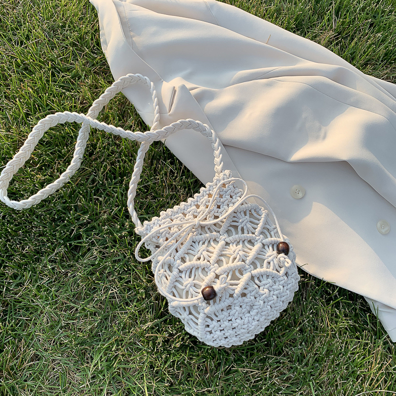 カゴバッグ 手編み風マクラメ編みカゴバッグ