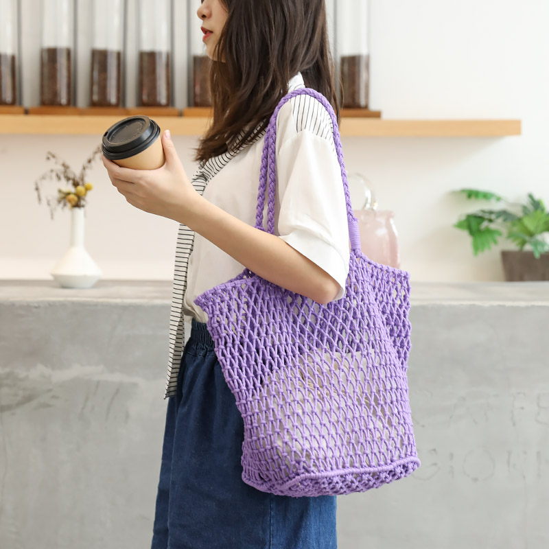 カゴバッグ 透かし編み夏のお出かけメッシュトート