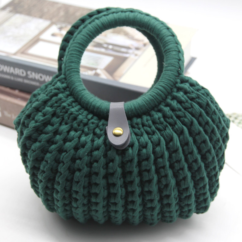 カゴバッグ 丸型ハンドル付き編み込みカゴバッグ