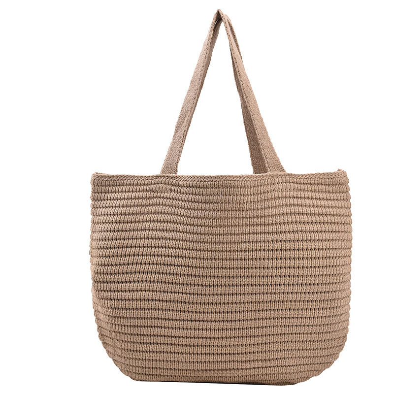 カゴバッグ リボンデザイン編み込みカゴバッグトート型