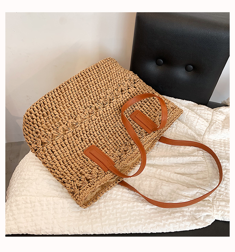 カゴバッグ 手編み風編み込み模様の大容量カゴトートバッグ