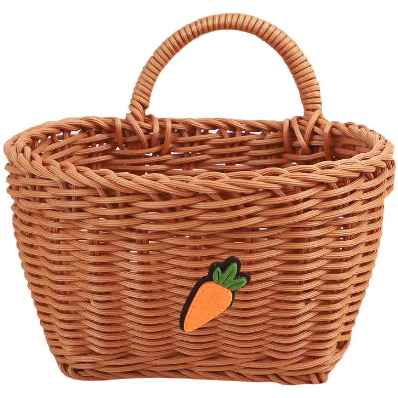 カゴバッグ 人参モチーフ付き編み込みミニカゴバッグ