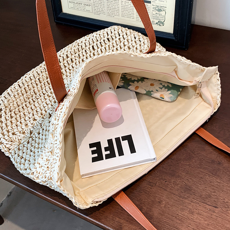 カゴバッグ 手編み風編み込み模様の大容量カゴトートバッグ