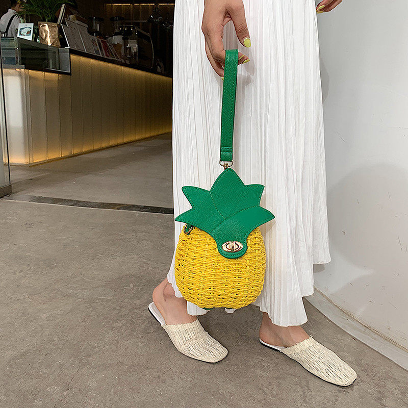 カゴバッグ パイナップル型立体デザインカゴバッグ