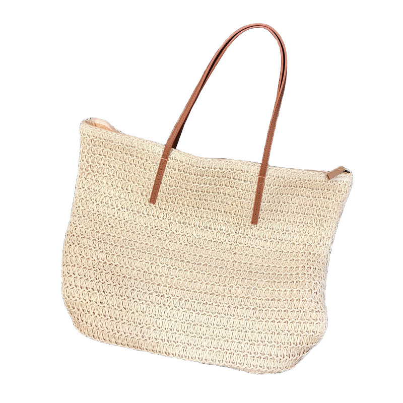 カゴバッグ 細編み仕上げの大容量トート型カゴバッグ