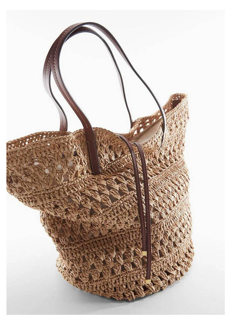 カゴバッグ 透かし編みが涼しげな天然素材のトート型バッグ