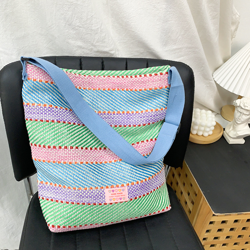 カゴバッグ パステルパッチワークショルダー